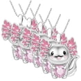 thumbnail image 1 of Cadena de Axolotl AxolotlNeck01 5 Pzas Collar Ajolote/Corazón Plata/Rosa Metal. High Monaco MXAXO-005, 1 of 4