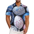 thumbnail image 2 of VBTAPA Mens Spring Shirts Happy Easter Day Rabbit Eggs Print Button Down Shirt Short Sleeve Hawaiian Beach Party Tops Clearance Sale Multicolor XXXXXL, 2 of 6