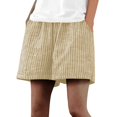 thumbnail image 2 of Axiiglly Bermuda Shorts for Women Striped Cotton Linen Elastic Waist Summer Casual Shorts with Pockets, S-3XL, 2 of 6