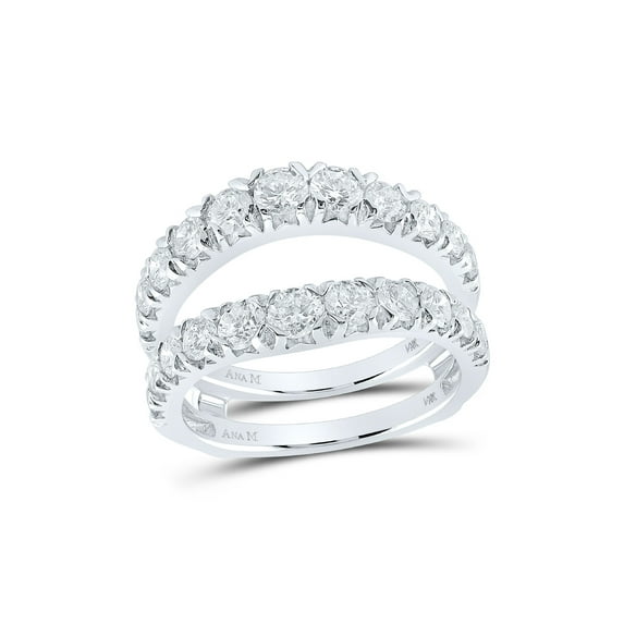14kt White Gold Womens Round Diamond Wrap Enhancer Wedding Band 2 Cttw