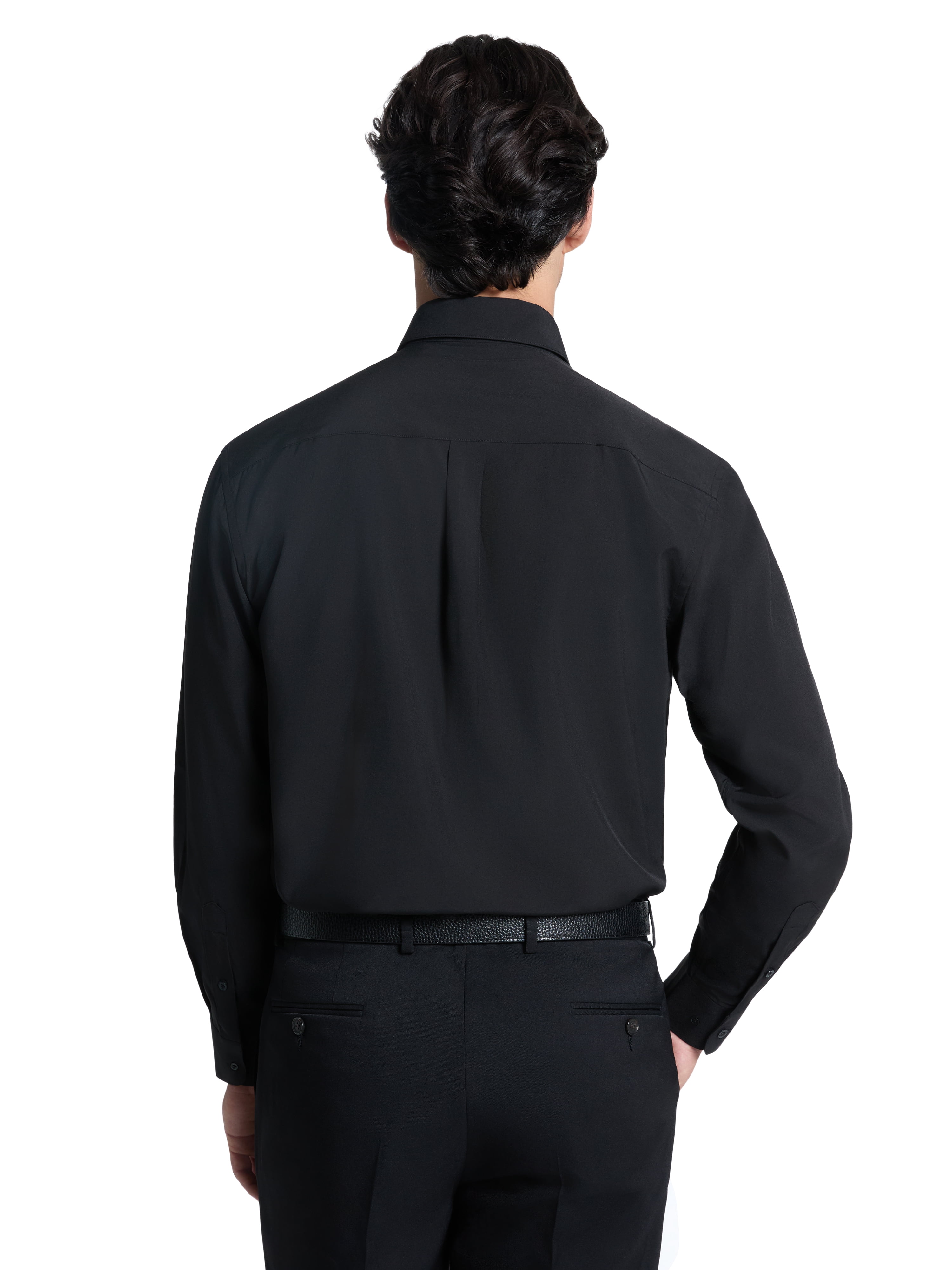 Chaps Men's Shirt and Tie Set, Black Solid / Black Gray Tie, Sizes 14x32-17x34