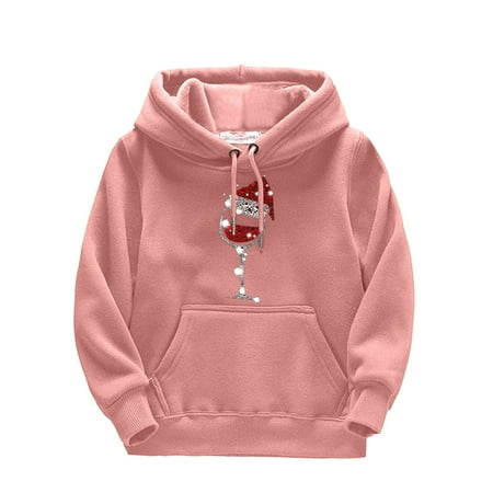 

KDFJPTH Toddler Kids Girls Boys Christmas Red Glass Prints Drawstring Pullover Hooded Comfortable Tops Loose Long Sleeve Blouse With Pocket Sweatshirt Kids Sweatshirt Tan Boy Toddler Clothes