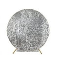 thumbnail image 2 of BalsaCircle 7.5 ft Silver Sparkly Big Payette Sequin Round Backdrop Stand Cover Wedding Party Events Home Decorations, 2 of 8