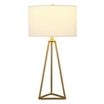 thumbnail image 3 of Evelyn&Zoe Gio 26.13" Tall Table Lamp with Fabric Shade, Brass/White, 3 of 8