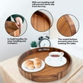 thumbnail image 5 of Round Wood Serving Trays Set of 2, Ottoman Tray Rustic Acacia Wooden Trays with Handles, Nesting Circle Tray with 4 Coasters for Coffee Table Living Room Bathroom Bedroom Party, 5 of 17
