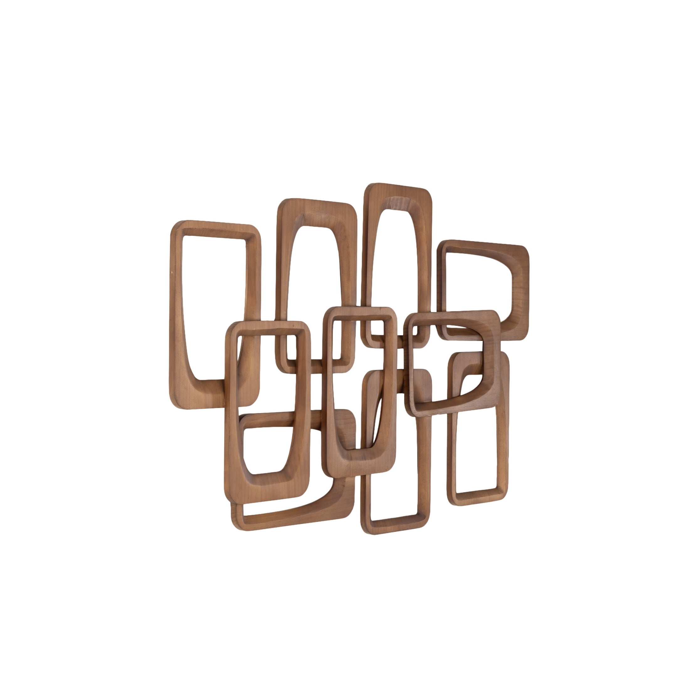 DecMode Brown Wood Overlapping Rectangles Geometric Wall Decor