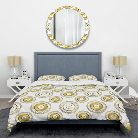 Designart 'Circular Golden Pattern I ' Mid-Century Modern Duvet Cover Set