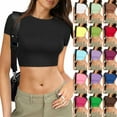 thumbnail image 3 of Womens Crop Tops Cute Summer Crew Neck Basic Tees Slim Fit Trendy Short Sleeve T Shirts for 2026, 3 of 5