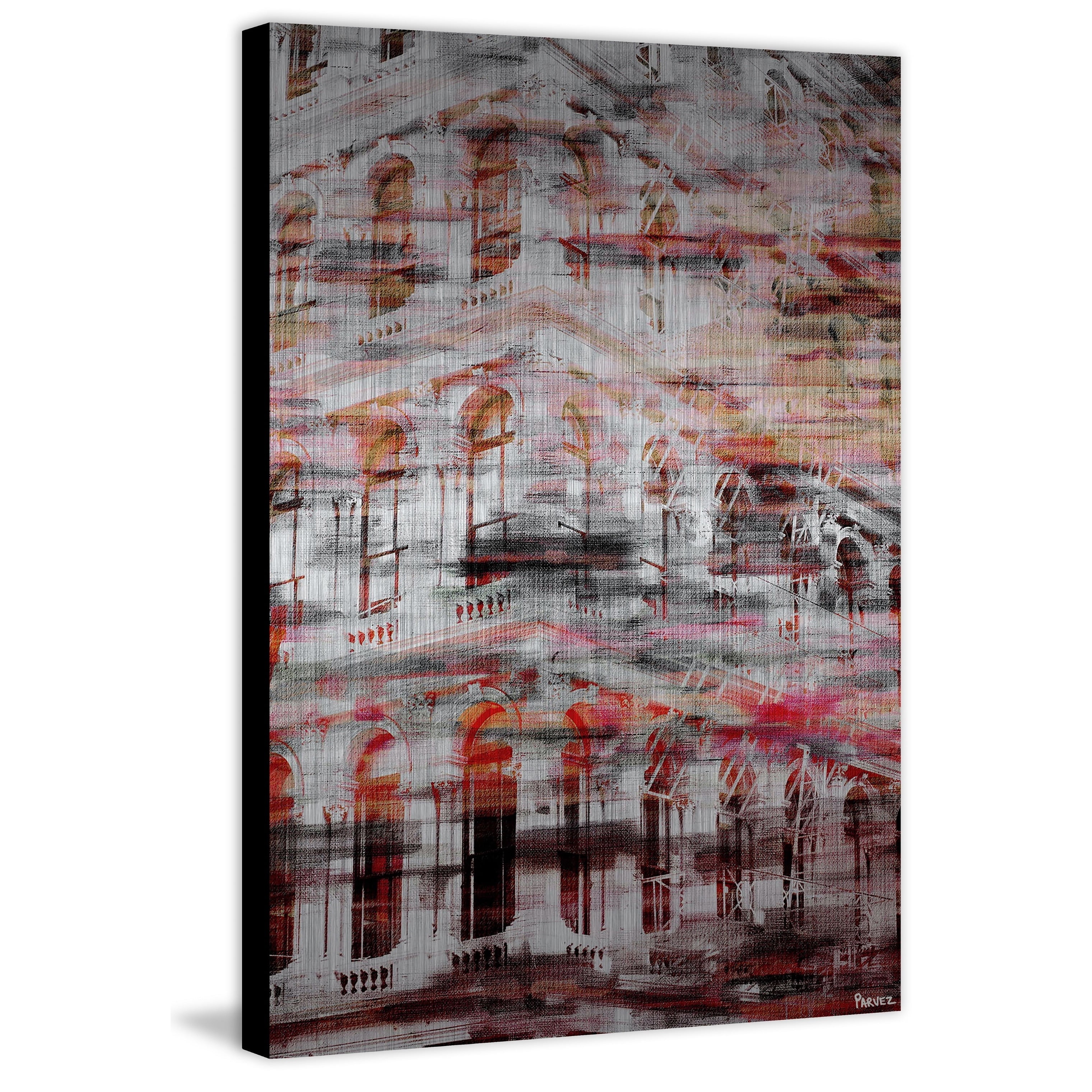 Parvez Taj  'Red Arches' Painting Print on Brushed Aluminum 24 x 36