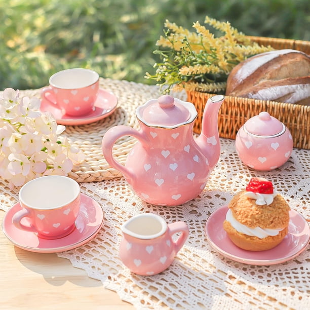 TUZT Porcelain Tea Party Set for Little Princess, Kids, Toddlers