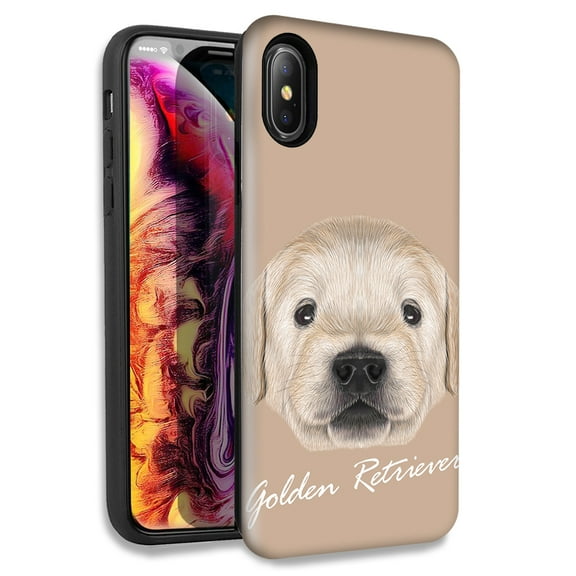 Mundaze Golden Retriever Puppy Double Layer Hybrid Case Cover For Apple iPhone XR