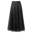 thumbnail image 5 of Women's Solid Color Tulle Skirt, High Waist A-Line Pleated Maxi Skirt, Elastic Waist Layered Mesh Skirt for Formal, Party, Wedding and Special Occasions Black C, 5 of 5