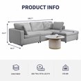 thumbnail image 6 of ZAFLY L Shaped Sofa Couch, Linen Sectional Sofa with Lounge Chaise for Living Room - Light Grey, 6 of 7