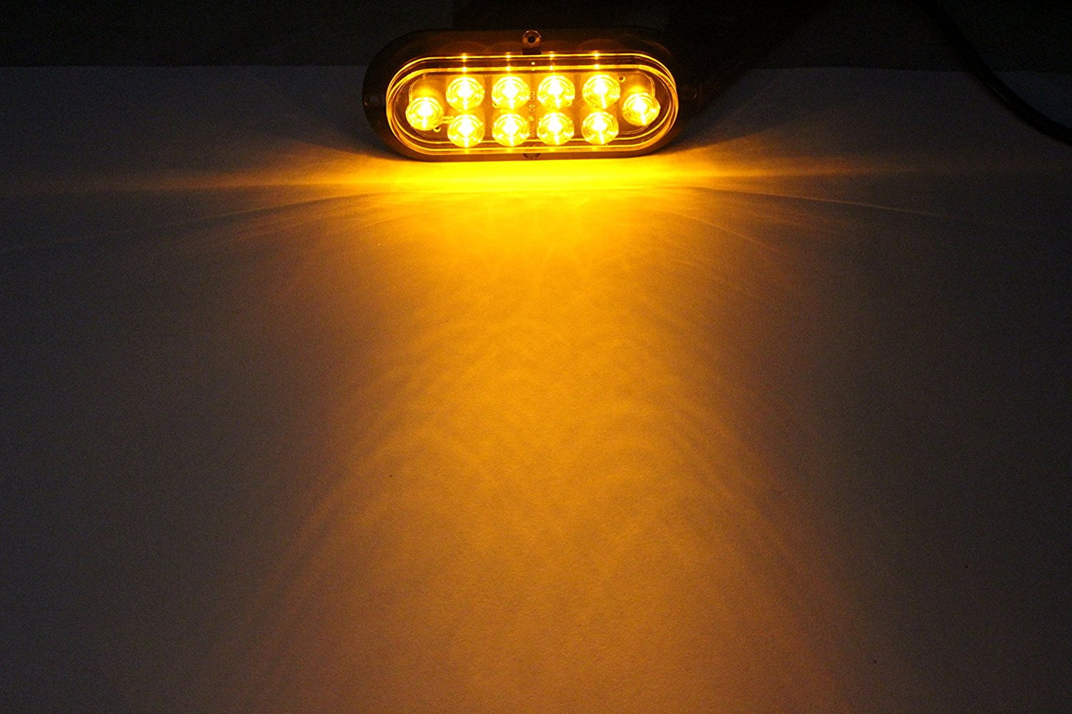 Pair ( 2 Pieces ) Amber Yellow 6" Oval LED Light Waterproof Surface Mount Turn Tail Signal Parking for Truck Trailer Tractor Jeep RV Flat Base DOT SAE Approved