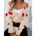 thumbnail image 4 of Cardigans for Women Heart Print Valentine's Day Sweaters Loose Casual Button Down Long Sleeve Open Front Knit Cardigans Alsol Lamesa, 4 of 6