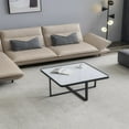 thumbnail image 2 of Gzxs Minimalism Rectangle Coffee Table, Black Metal Frame, 2 of 10