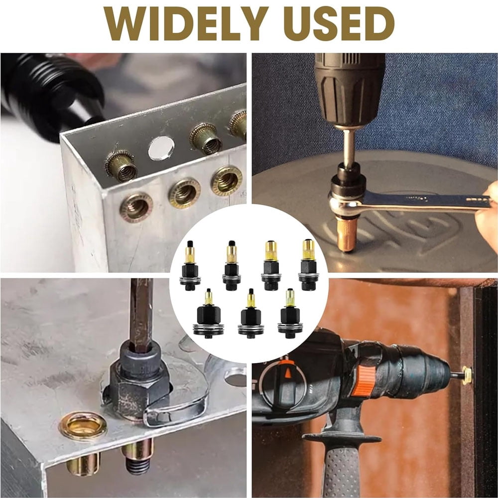 VIVIHEYDAY Durable Rivet Nut Tool, Rivnut Tools Kit with 7 PCS Mandrels, 70 PCS Rivet Nuts M3 M4 M5 M6 M8 M10 M11 M12