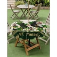 thumbnail image 3 of Outdoor Tablecloth with Umbrella Hole and Zipper, Happy St. Patrick's Round Table Cloth 54 Inch Waterproof Tablecloth, Legs Coin Green Shamrock Leaf Vintage Picnic Table Cover for Patio Camping, 3 of 7