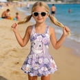 thumbnail image 3 of Uourmeti Cartoon Rabbit & Daisy Floral Print Girls Swim Dress - Sleeveless Skirted One Piece Bathing Suit with Built-in Shorts, Quick Dry for Beach & Pool, 3 of 8