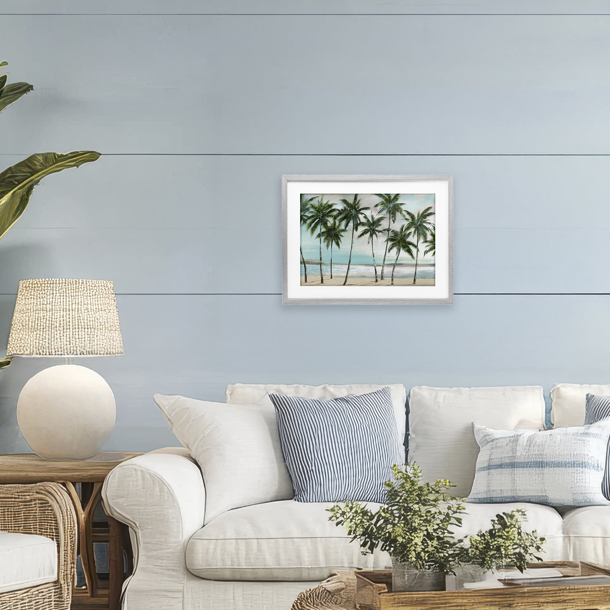 Stupell Industries Palms in A Row Coastal Gray Framed Print Under Glass, design by Lorenzo Collective