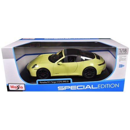 Porsche 911 Targa 4 GTS (992.2) Yellow with Black Top "Special Edition" Series 1/18 Diecast Model Car by Maisto