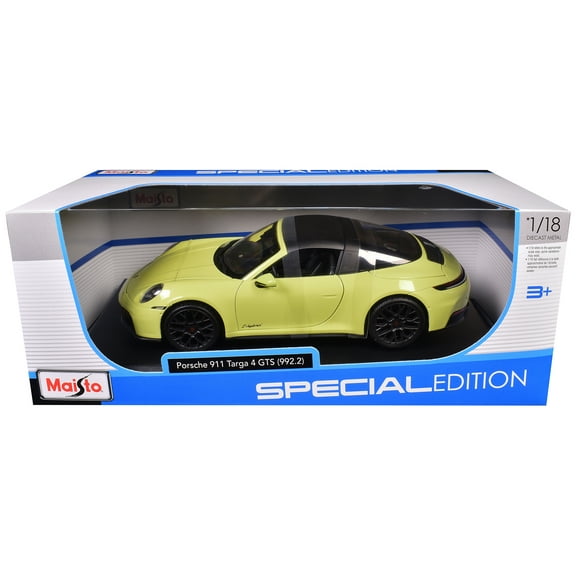 Porsche 911 Targa 4 GTS (992.2) Yellow with Black Top "Special Edition" Series 1/18 Diecast Model Car by Maisto