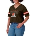 thumbnail image 4 of Women's WEAR by Erin Andrews Brown Cleveland Browns Color Block Boxy Modest Crop V-Neck T-Shirt, 4 of 4
