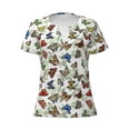 thumbnail image 3 of Naloa Multicolored Butterflies Print T-Shirts Short Sleeve V Neck Tees for Women Fashion Tops Trendy Lightweight Soft Casual Summer Outfits Clothes, 3 of 5