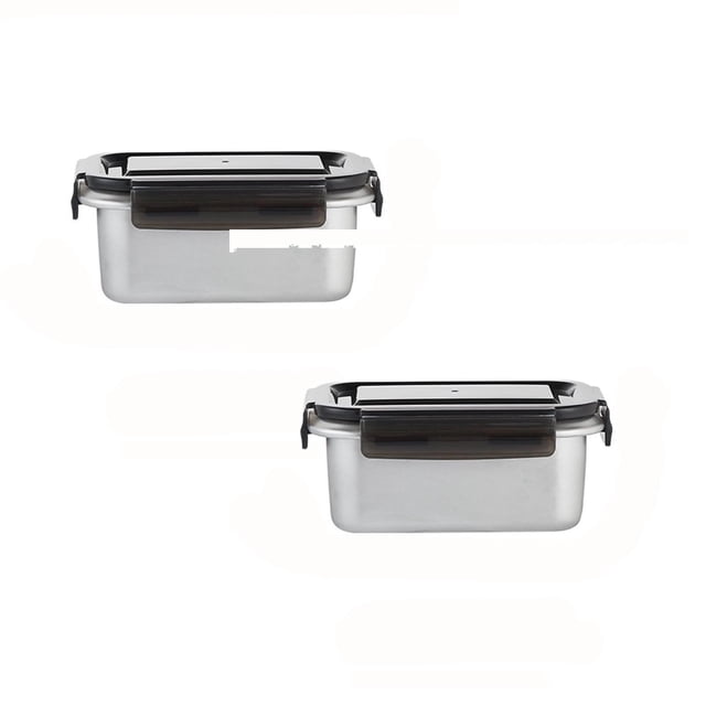 Oleegame 2PC Produce Storage Stainless Steel Thermal Insulated Food Preservation Lunch Box Storage Container