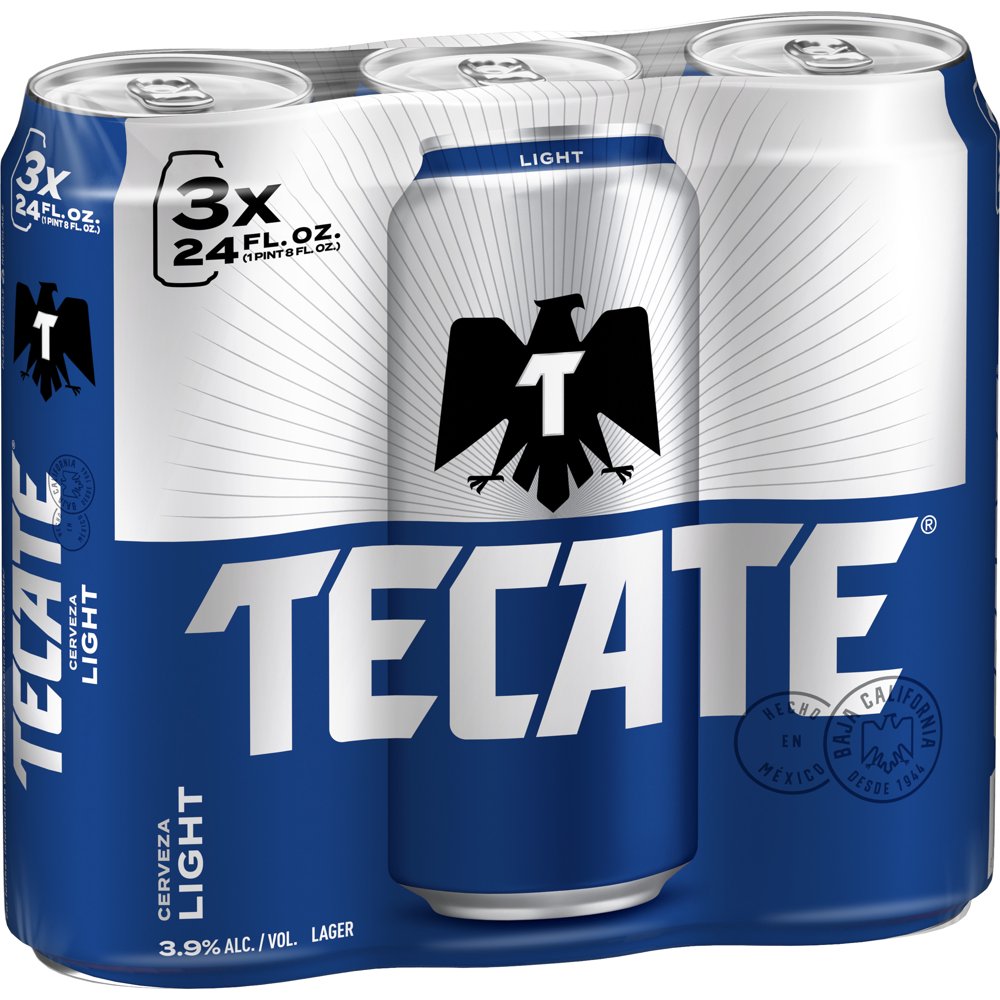 Tecate Light Mexican Lager Beer, 3 Pack, 24 fl oz cans