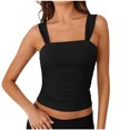 thumbnail image 4 of Blusa de poliéster para mujer, sin mangas, con cuello cuadrado y tirantes finos, de color liso, 4 of 9