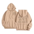 thumbnail image 2 of Christian Hoodies for Women 2025 Jesus Is My Healer Christian Hoodie with Pockets Hooded Sweatshirt Women Pullover, 2 of 8