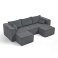 thumbnail image 4 of Modular Sofa, 3-Seat Sectional for Small Spaces, No Assembly Corduroy Couch, Reversible Chaise, Minimalist Living Room Furniture, Gray, 4 of 8