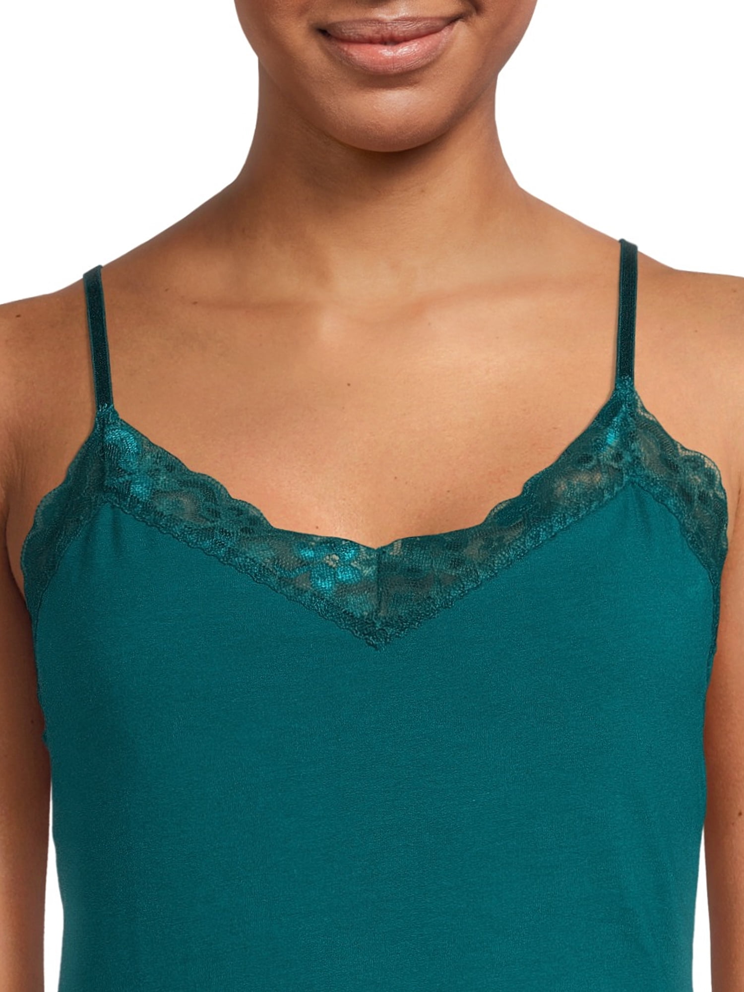 No Boundaries Junior's Lace Trim Cami with Shelf Bra