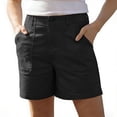 thumbnail image 2 of JUSLIO Womens Shorts,with Pockets High Waist Mid-Length Shorts,Twill Lightweight,Black,Size L, 2 of 6