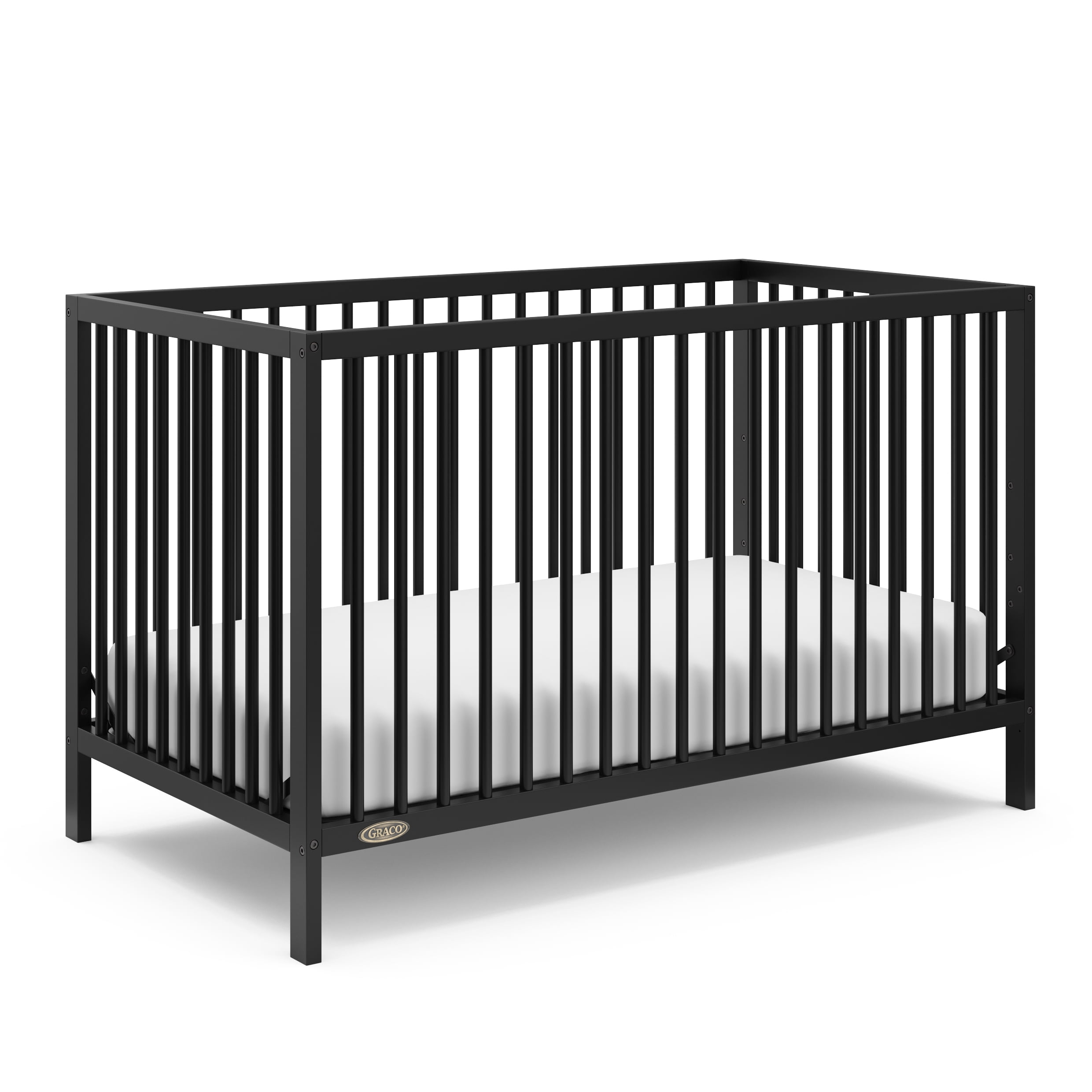 Graco Teddi 5-in-1 Convertible Crib and Premium Crib & Toddler Mattress Bundle, Black