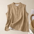 thumbnail image 2 of Cotton Linen Tank Tops，Sleeveless Linen Tops For Women Linen Tops For Women Summer Tunic Tank Tops For Women Womens Sleeveless Tops Cropped Tank Tops Plus Size Tank Tops Linen Cami Brown 3XL, 2 of 3