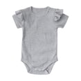 thumbnail image 2 of LIIPEE Summer Solid Color Baby Bodysuits For Boys Ruffle Short Sleeve Crew Neck Casual Onesies Kids Cute Daily Ribbed Crawling Clothing,0-3 Months, 2 of 3