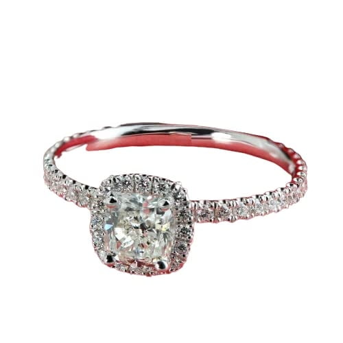 HeartsAndYou 2.5ct Cushion Cut Moissanite Stylish Halo Engagement Ring for Women 18k White Gold over Silver