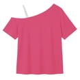 thumbnail image 2 of OGLCCG Girls Off The Shoulder Tops Asymmetrical Short Sleeve Summer Tee Shirts Casual Soft Cold Shoulder Blouse 5-14 Years, 2 of 7