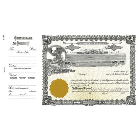 Goes 50 Corporation Stock Certificate, Certificate Stock, Size 8-1/2" x 15", Printable, Laser or Ink Jet Compatiable (Pack of 25)