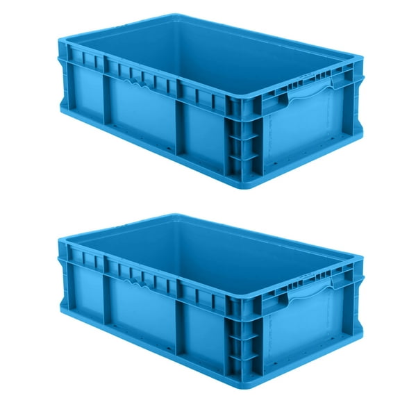 Hudson Exchange 24 x 15 x 7.5" (2 Pack) Straight Wall Handled Storage Container Tote, Blue