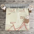 thumbnail image 3 of Ambesonne Dog Quilted Bedspread Set 3 Pcs, Postcard from Paris Bicycle, Queen Size, Eggshell and Coral, 3 of 3