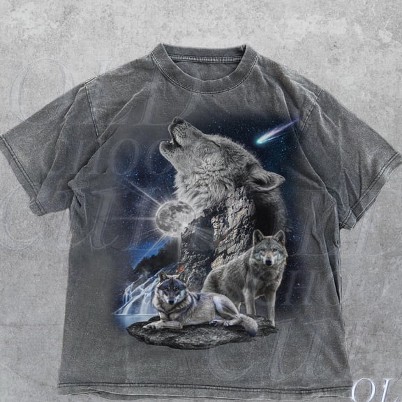 NODB Wolf Family Vintage T-Shirt, Wolves Howling At Moon, Wild Free Wolves Pack, Loyal Gray Wolf Dog Animal Shirt, Vintage Distressed Alpha Shirt DARK HEATHER Unisex S-5XL Hot Trending Shirt