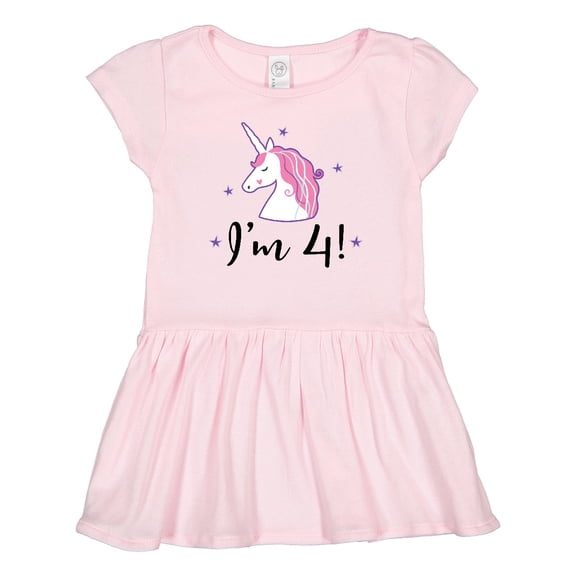 Inktastic 4th Birthday Cute Unicorn Girls Toddler Dress