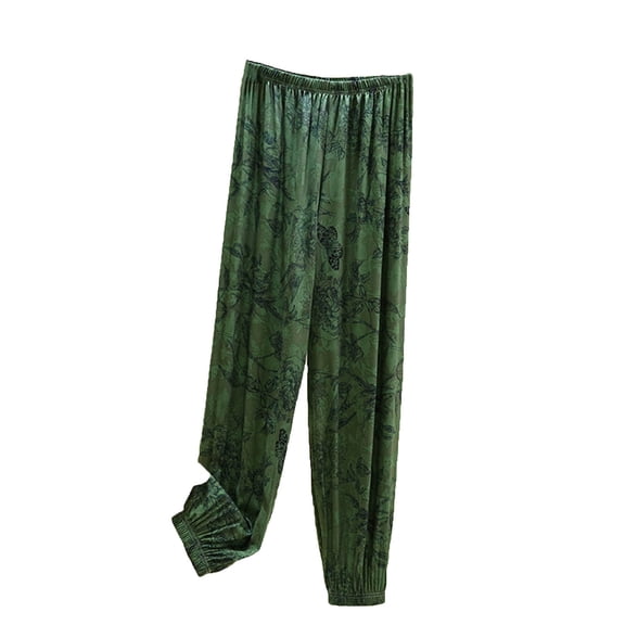 Tnhcen Women's Elastic Waist Printed Vintage Loose Fit Slimming Cuffed Ankle Pajama Pants Nylon Spandex Soft Cozy Sleepwear Casual Lounge Wear M-L