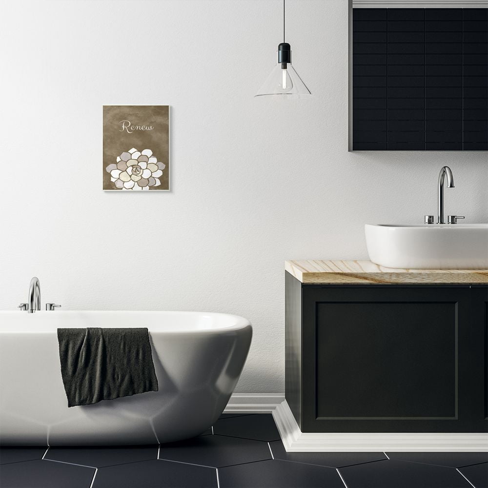 Stupell Industries Renew Mosaic Flower Brown Bathroom Design Wall Plaque by Ziwei Li