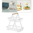thumbnail image 2 of Abbracc 2 Tier Metal Fruit Plate Basket Wood Handle Holder Stand Tray Snack Storage Rack White, 2 of 9