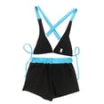 thumbnail image 4 of 2 Piece Y2k Halter Bikini Sets Vintage Y2k Floral Swimsuit Beach Sets (Black L), 4 of 5