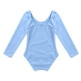 thumbnail image 4 of RUNQHUI Kids Girls Solid Color Basic Classic Long Sleeve Ballet Dance Gymnastic Leotard Bodysuit Blue 10, 4 of 7
